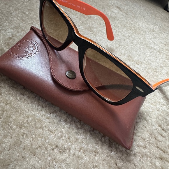 Ray-Ban Black and Orange Sunglasses with Case - Picture 2 of 5
